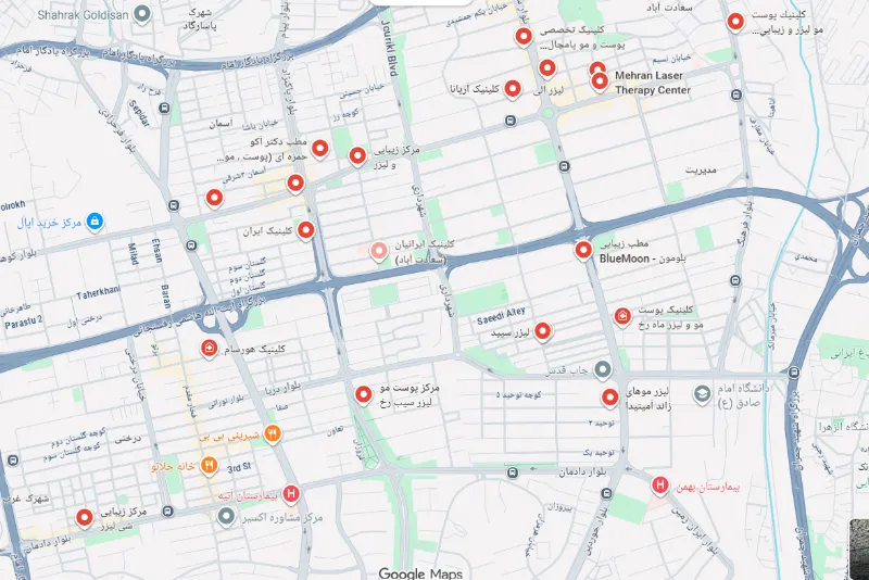 لیزر موهای زائد سعادت آباد 2 بهترین کلینیک لیزر مو زائد در سعادت آباد- محله یار